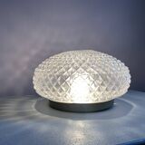 Pair of large and small round sconces in cut glass with ceramic support for the bulb
