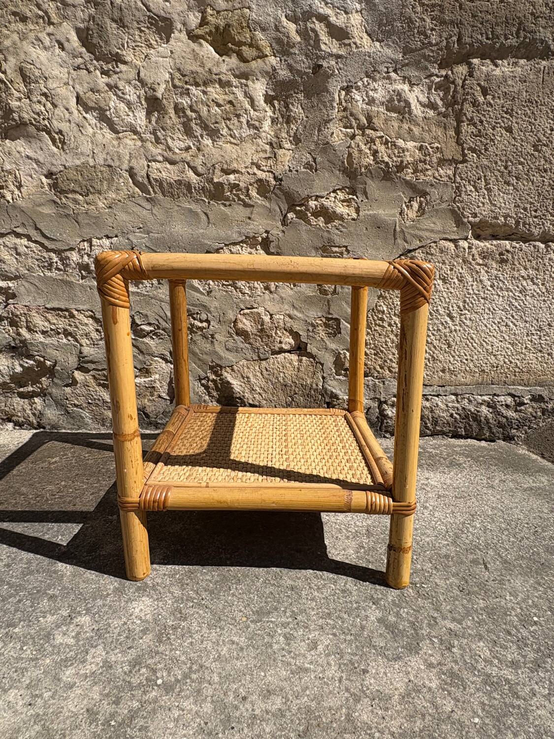 Bamboo and smoked glass side table, 1970s