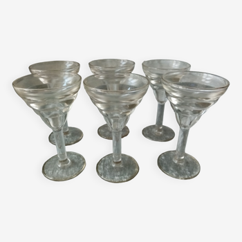 Series of 6 old bistro glasses for cooked wine epoque art deco