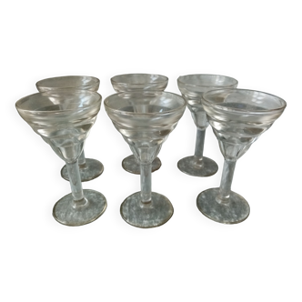 Series of 6 old bistro glasses for cooked wine epoque art deco