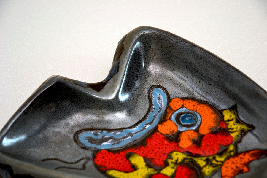 Italian Centerpiece with Fish in Glazed Ceramic, 1960s