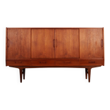 Buffet haut en teck, design danois, années 1970, fabriqué par Børge Dam