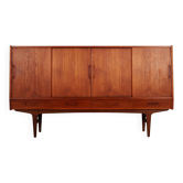 Buffet haut en teck, design danois, années 1970, fabriqué par Børge Dam