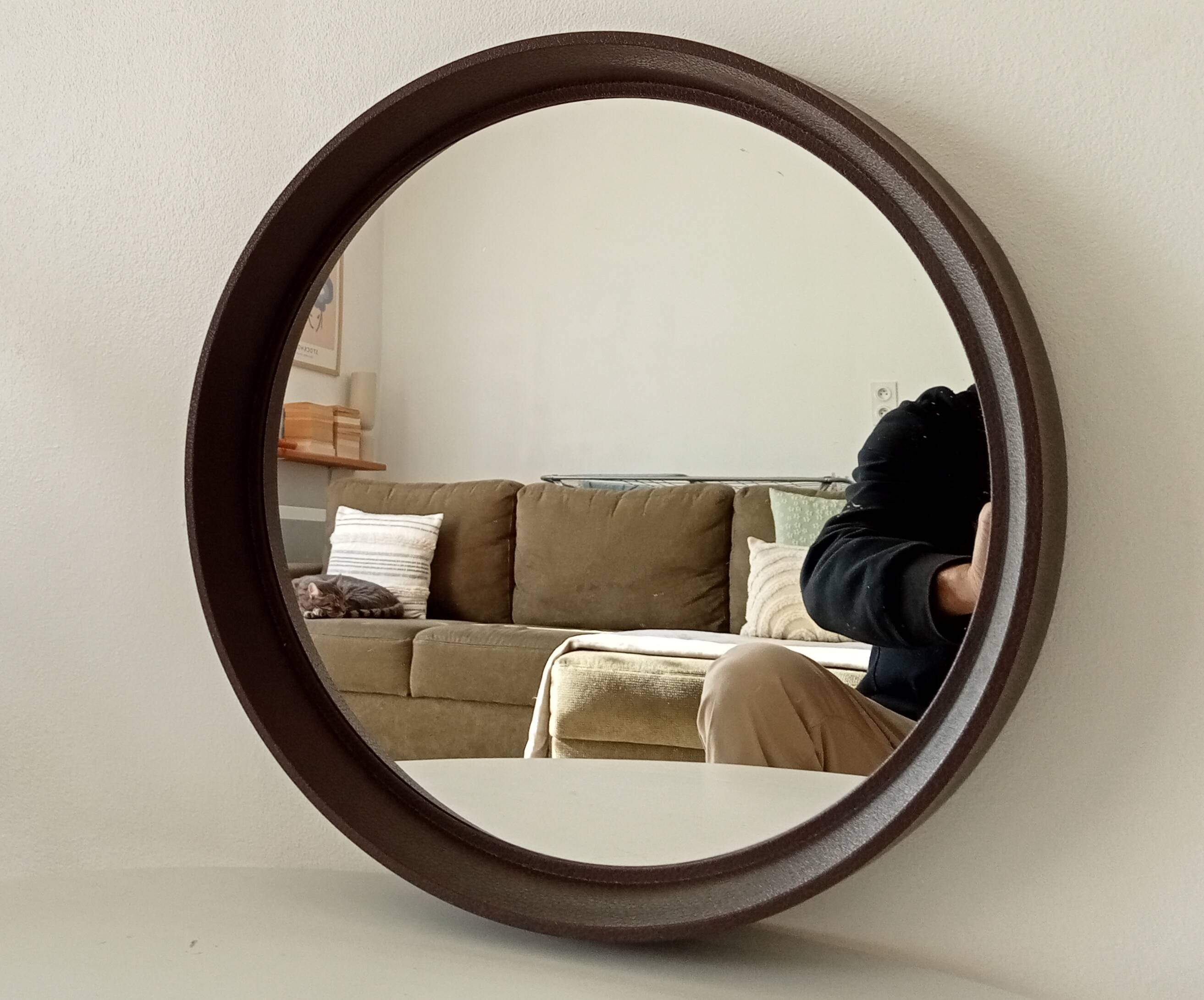 Miroir rond vintage Germany Lange Spiegel années 60/70