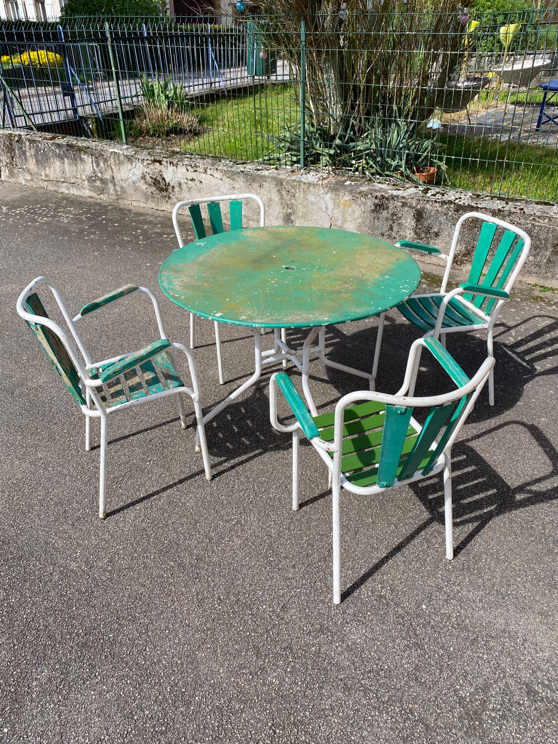 Salon de jardin métal/bois vintage