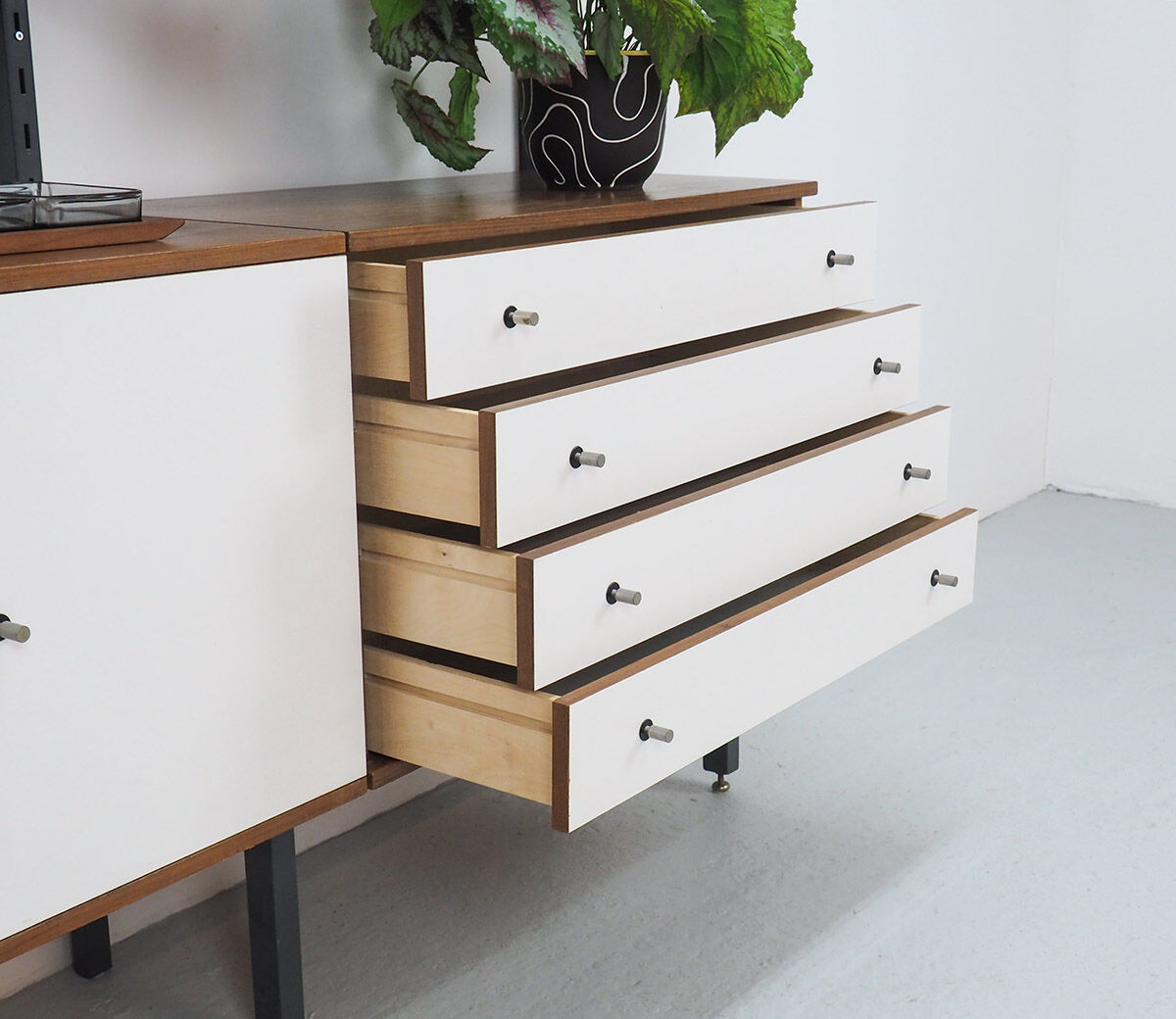 Teak and metal wall unit by Simplalux, 1960's