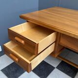 Bureau en bois blond années 1960