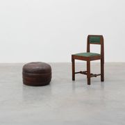 Round Patchwork Leather Pouf, Switzerland, 1970s