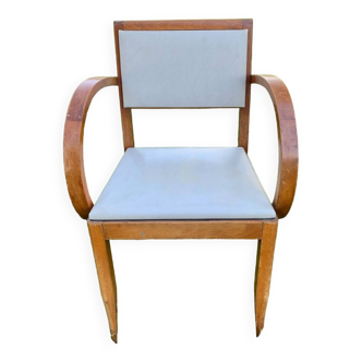 White leatherette Bridge armchair