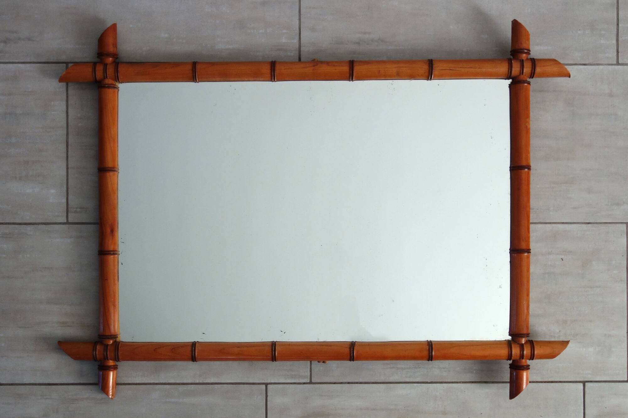 Large vintage bamboo mirror from the 20s
