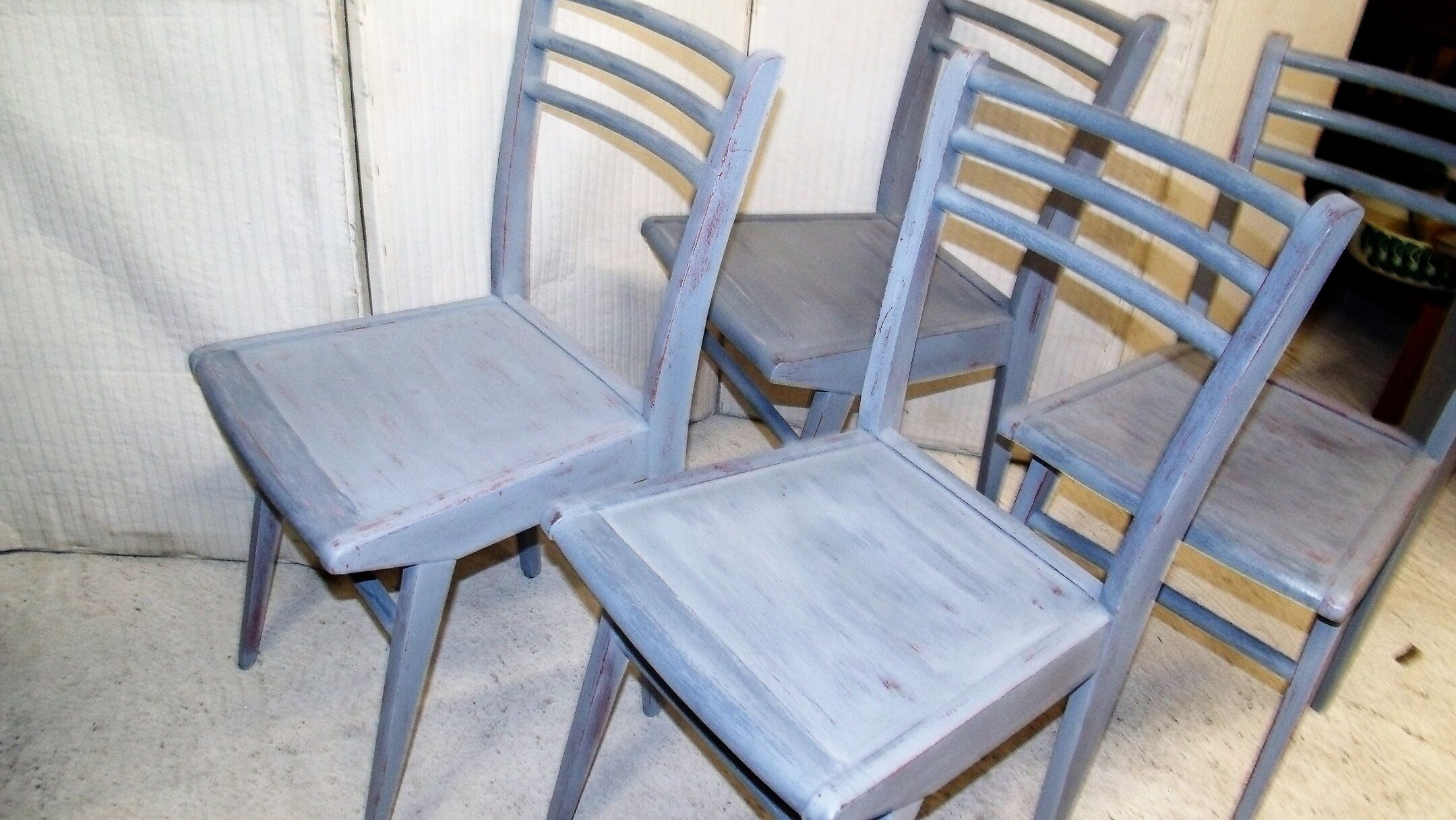 Lot of 4 Chair 1950 luterma painted
