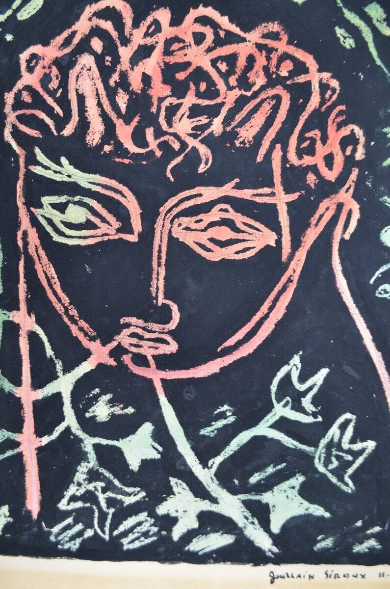 Guillain Siroux, Pink Face, mixed technique, 1950s