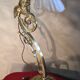 gilded bronze lamp 58x25x6kg glass shell lampshade 1960 original electric o