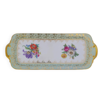 Plat à cake en porcelaine de Saxe à décor floral « Deutsche Blumen »