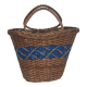 Panier vintage osier tressé bande bleue