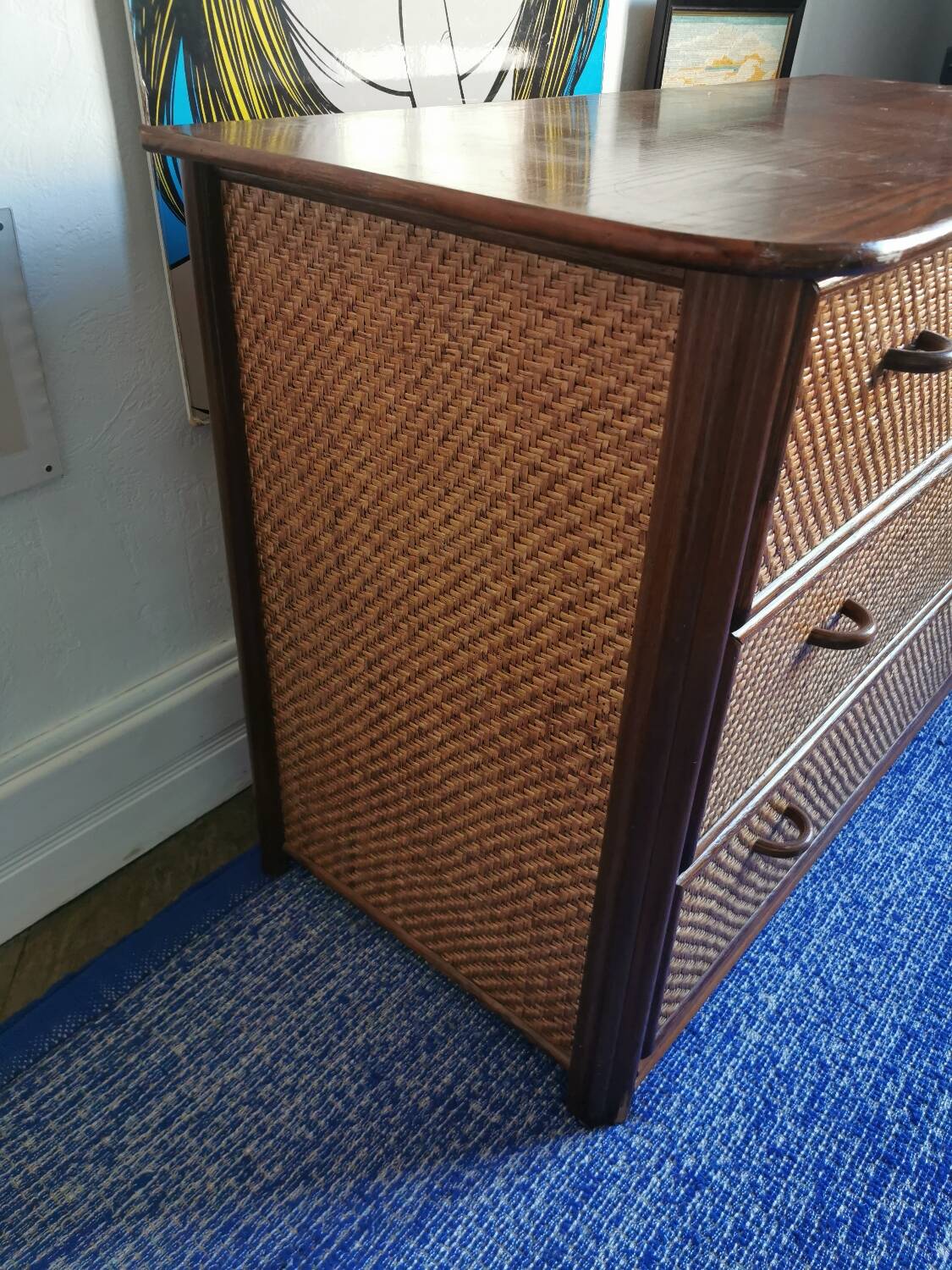 Commode en rotin et bambou