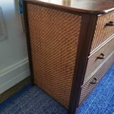 Rattan and bamboo chest of drawers
