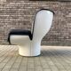 2x Joe Colombo Elda LONGHI Chair Black leather, White fiberglass