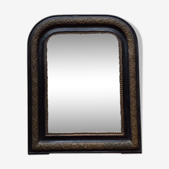 Old 19th century mirror on black and gilded wood Napoleon III 50x40cm