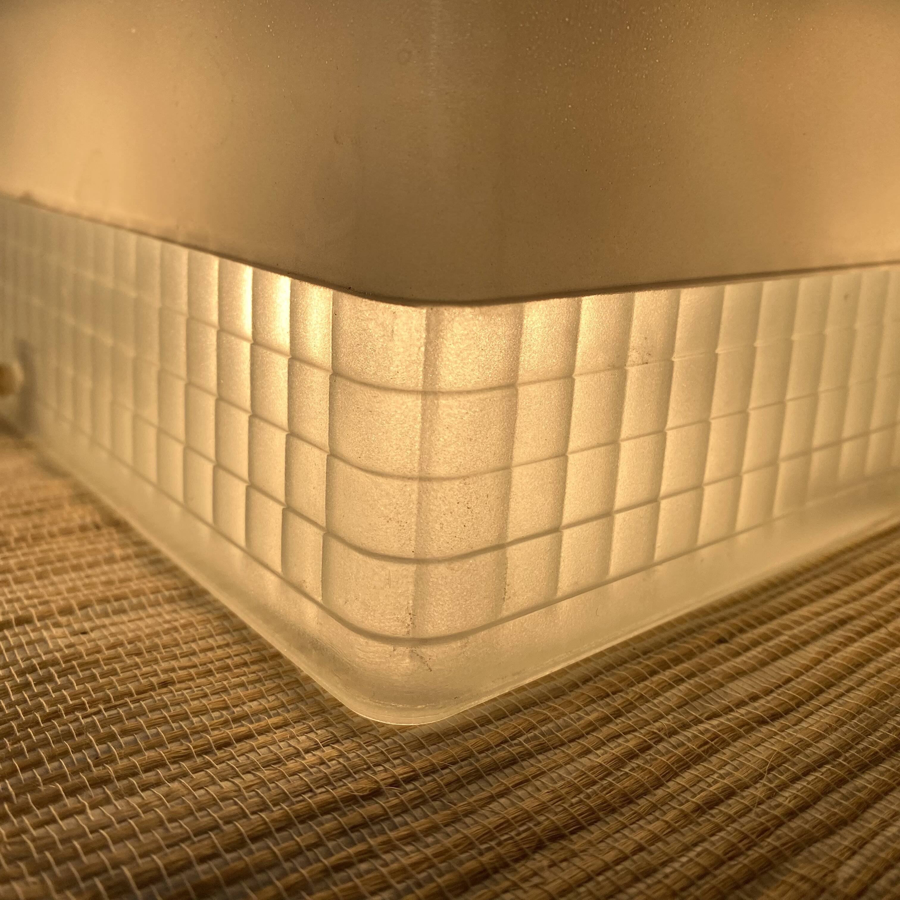 Square holophane ceiling light, industrial style, 1960s