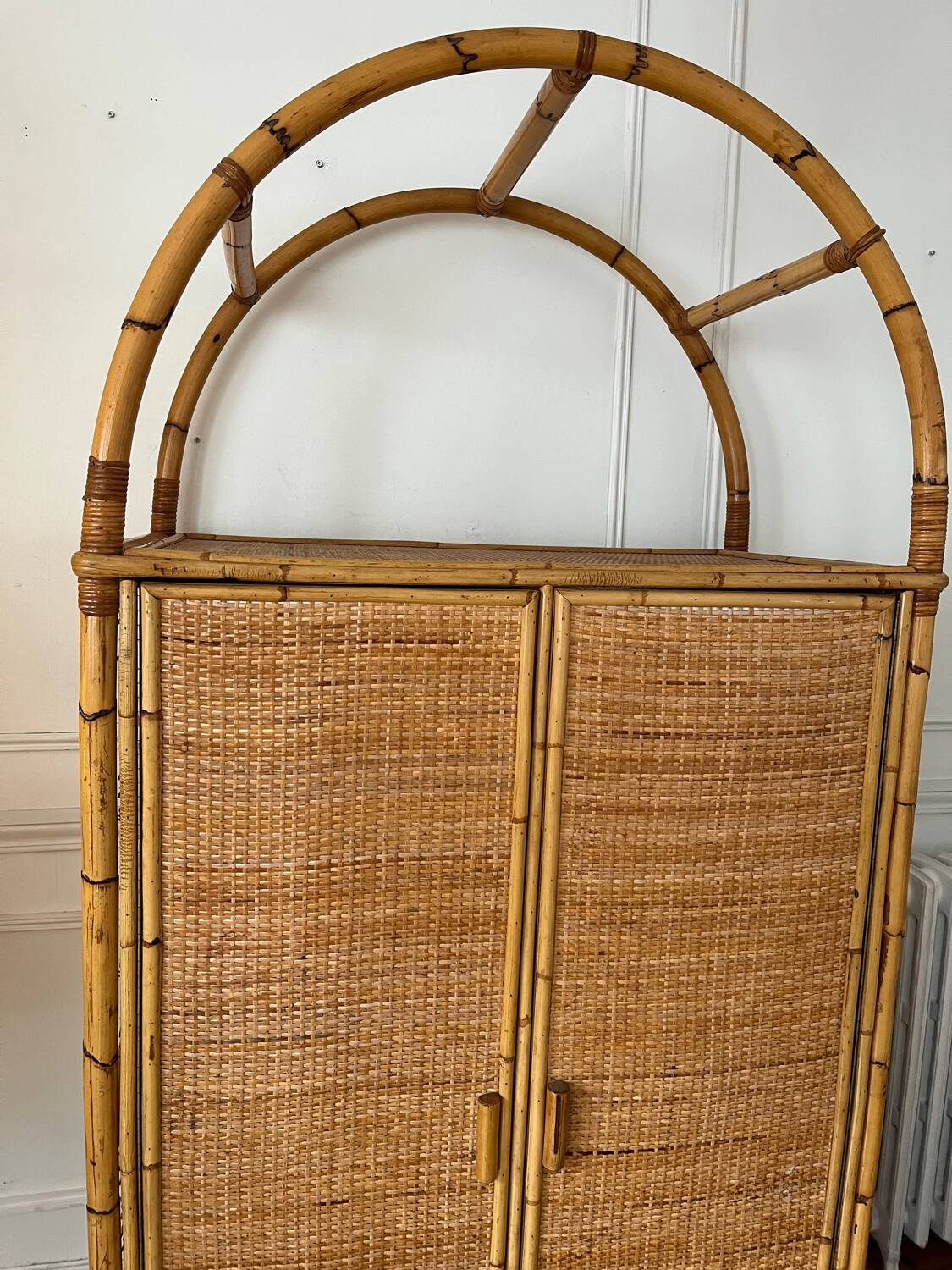 Vintage rattan wardrobe