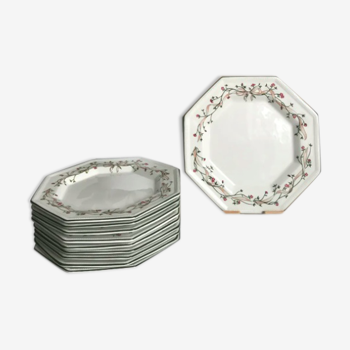 Lots of 10 Johnson Brothers white English porcelain dessert plates — Eternal Beau — 20 cm