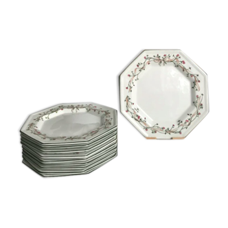 Lot de 10 assiettes à dessert en porcelaine anglaise blanche Johnson Brothers — Eternal Beau — 20 cm