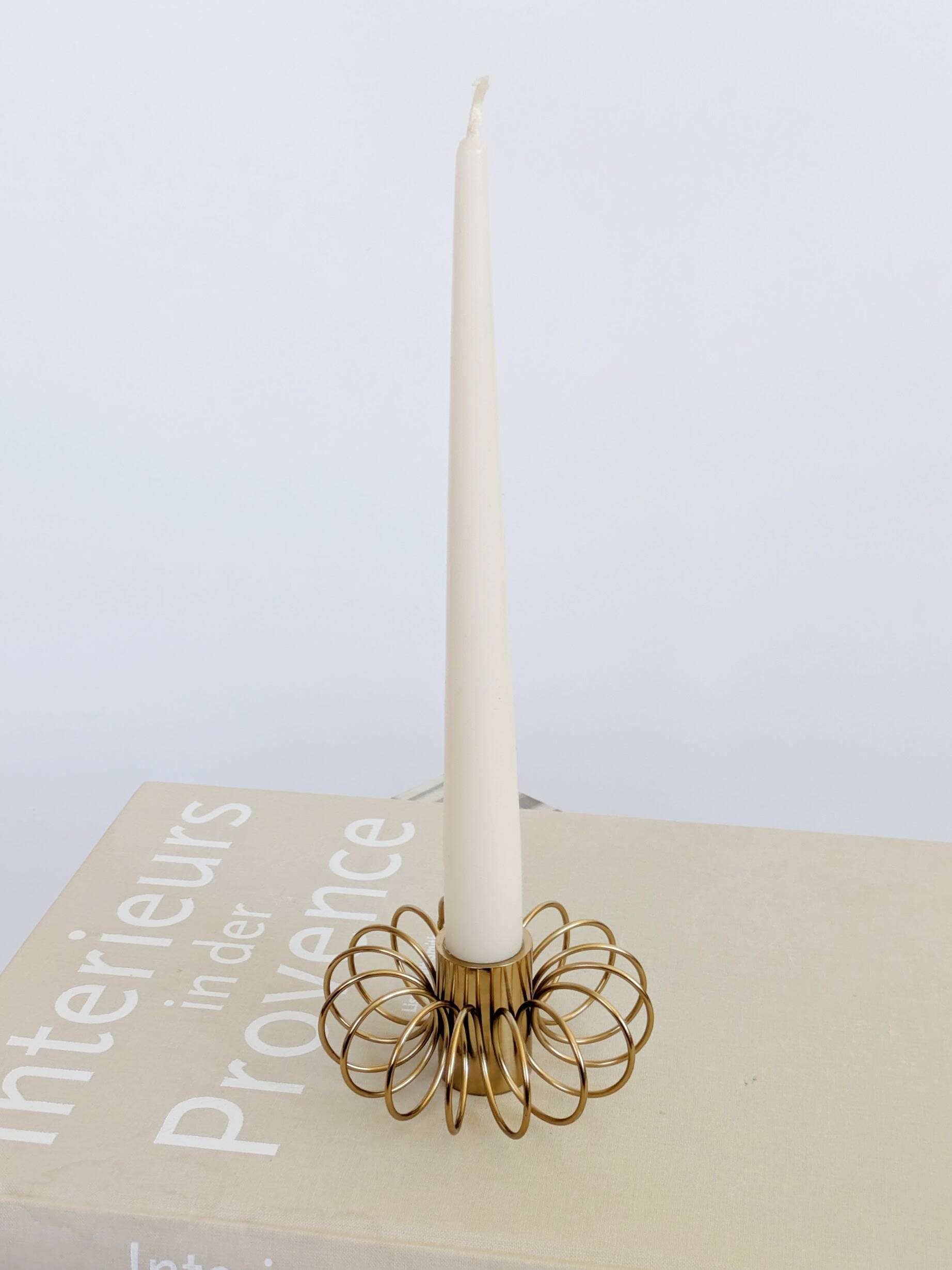 Vintage Brass Spiral Candle Holder Minimalist Midcentury Design