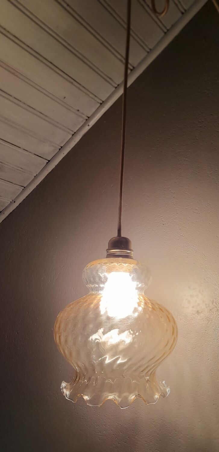 Tulip suspension amber glass, vintage