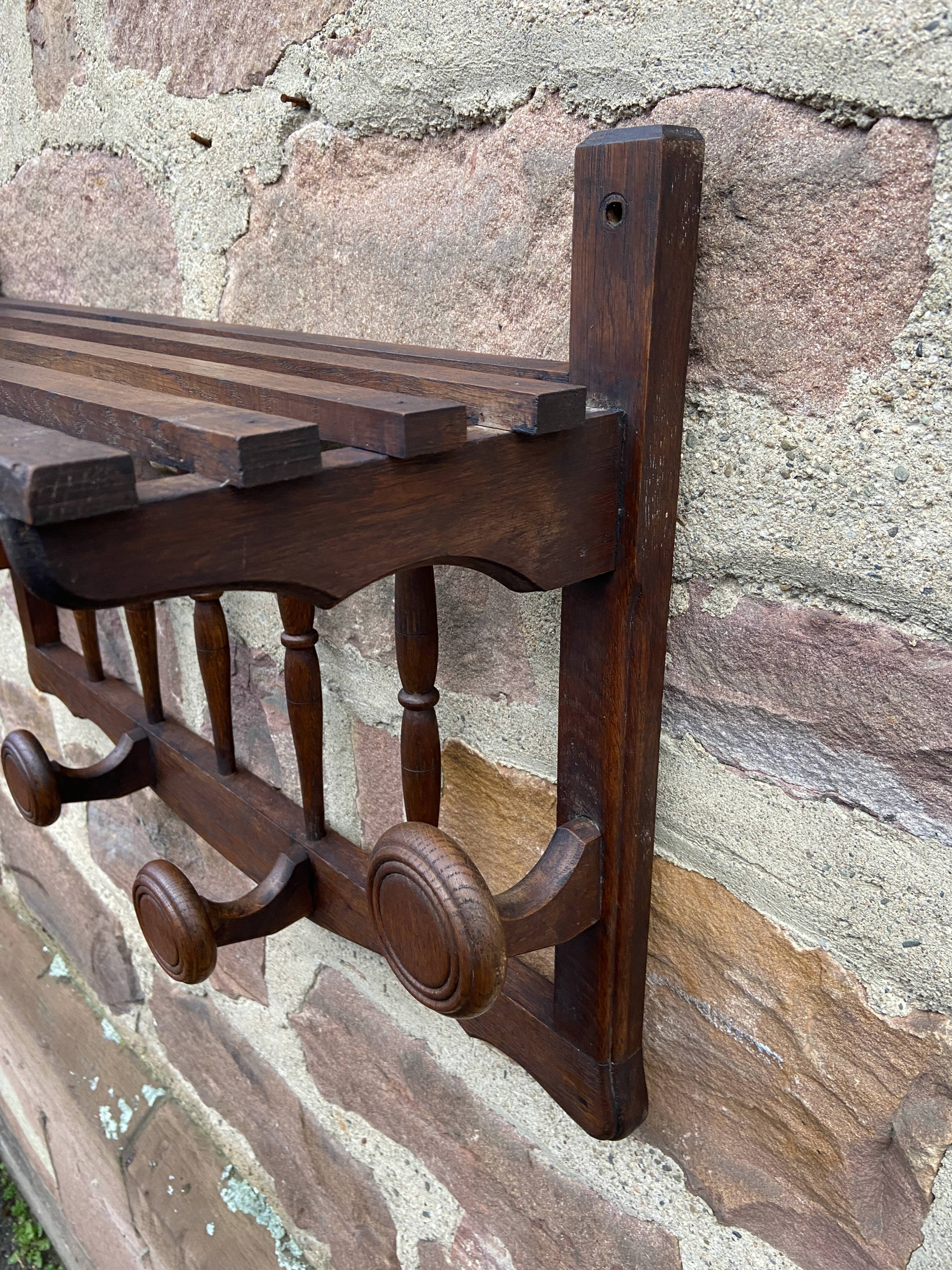 Coat hooks wall-mounted coat rack in rustic wood french coat rack 70s