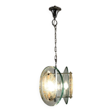 1960s vintage suspension in glass and metal, Italy