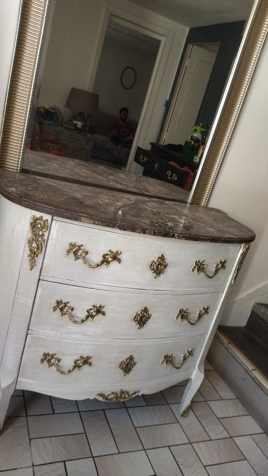 Patinated chest of drawers Louis XV style