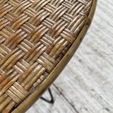 Wicker and metal coffee table from the 1950s