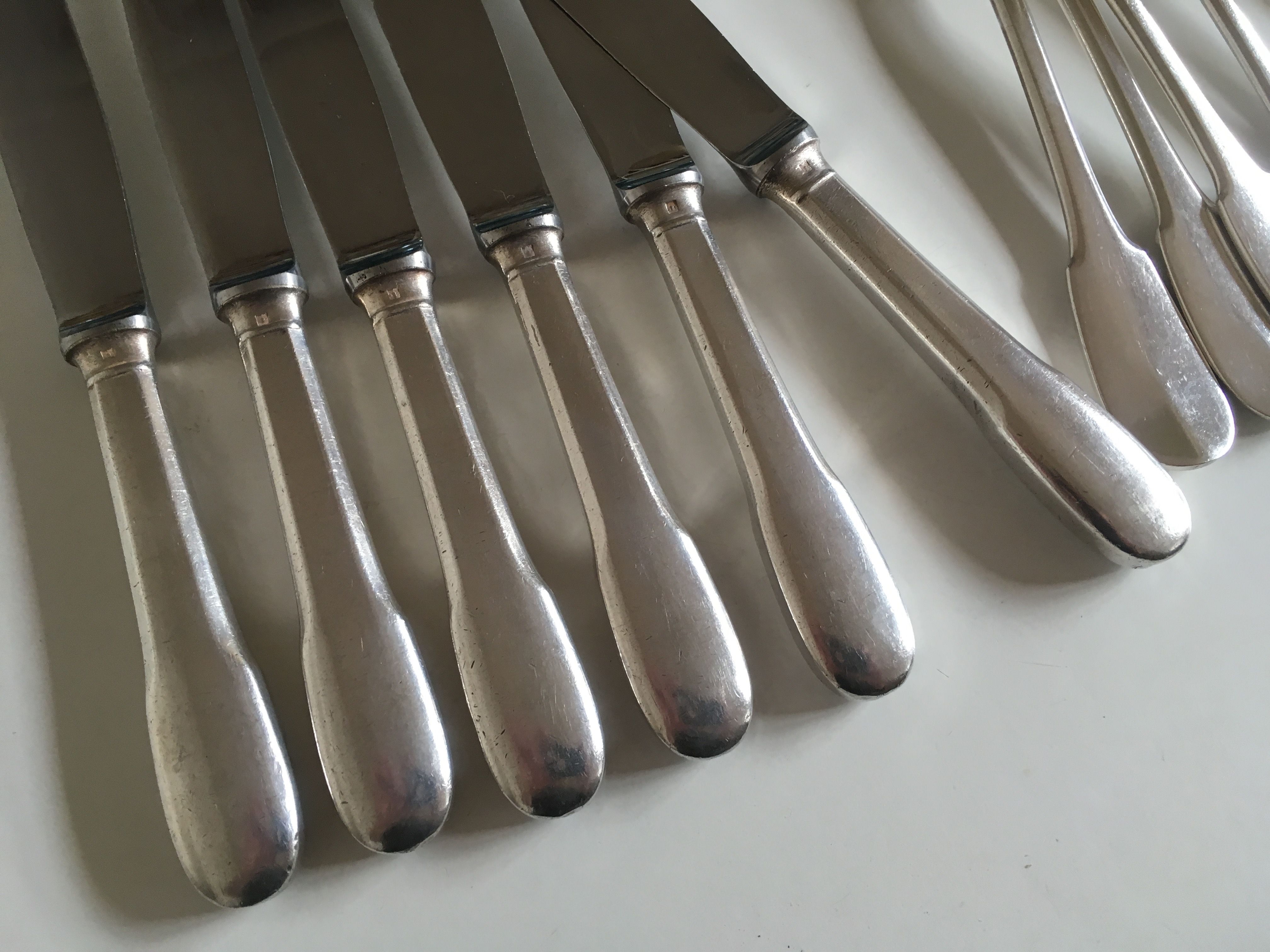 Set Christofle knives forks Cluny spoons in silver metal