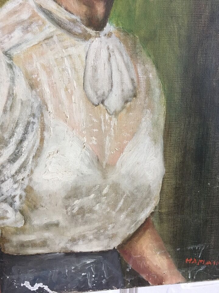 Portrait in oil on canvas XIX th