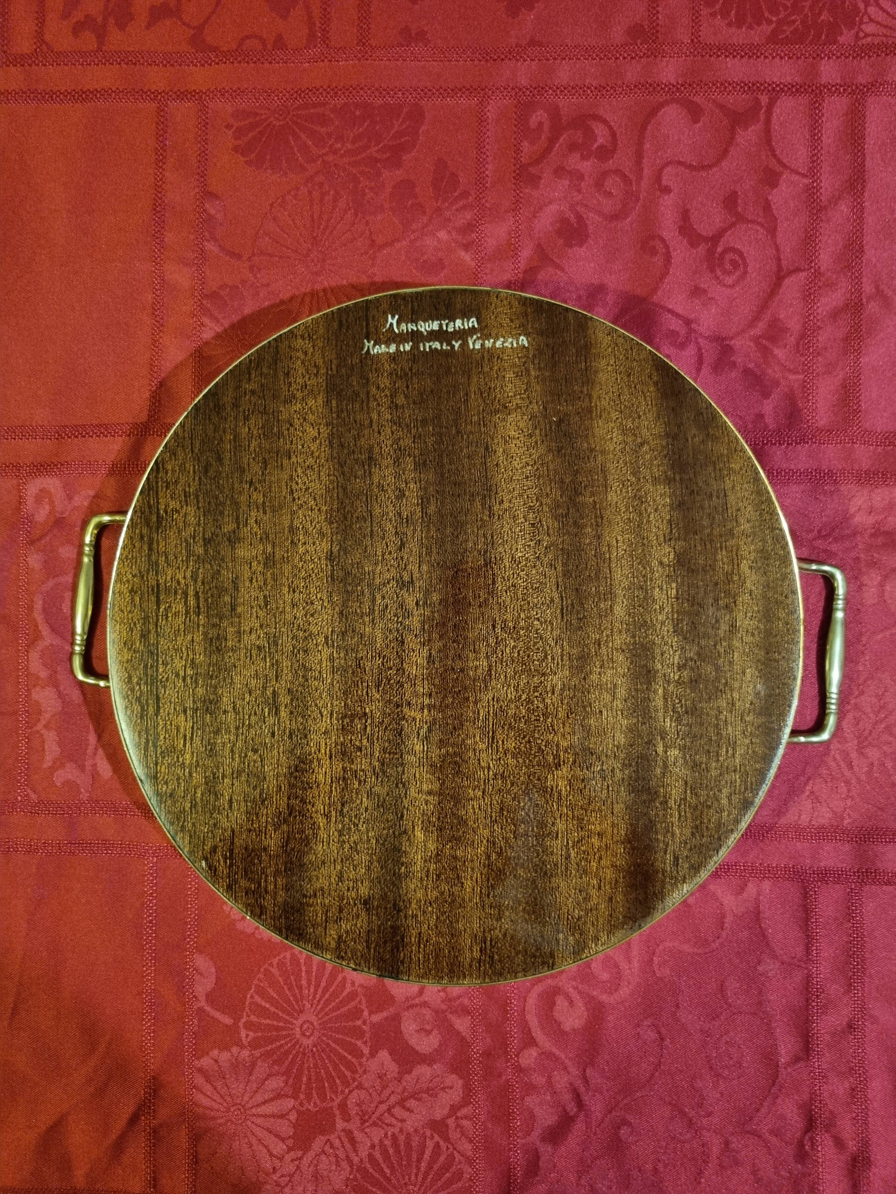 round service tray in Italian marquetry