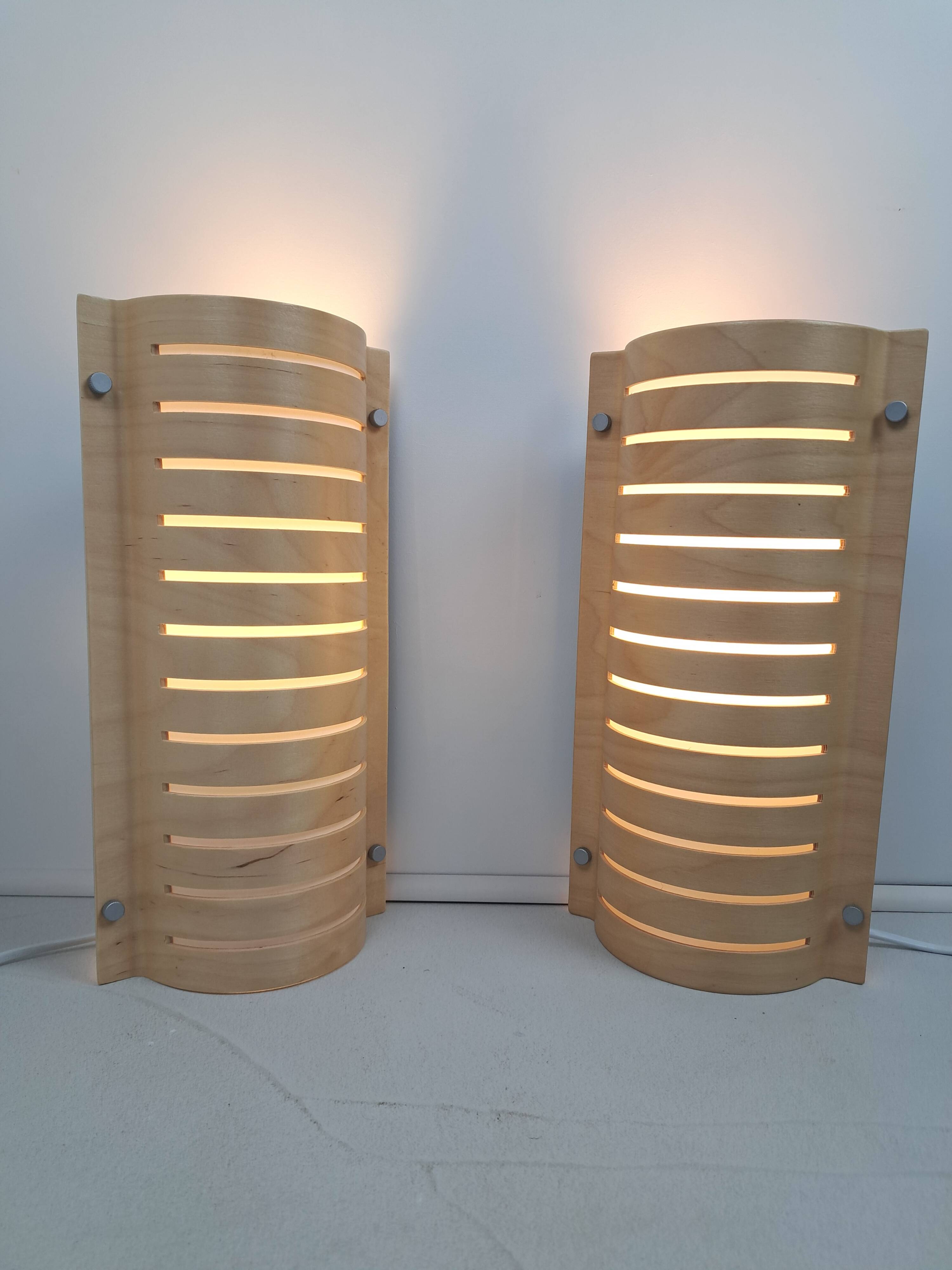 Pair of vintage 90s Strimma bent wood wall lights from Ikea