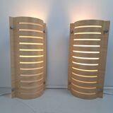 Pair of vintage 90s Strimma bent wood wall lights from Ikea