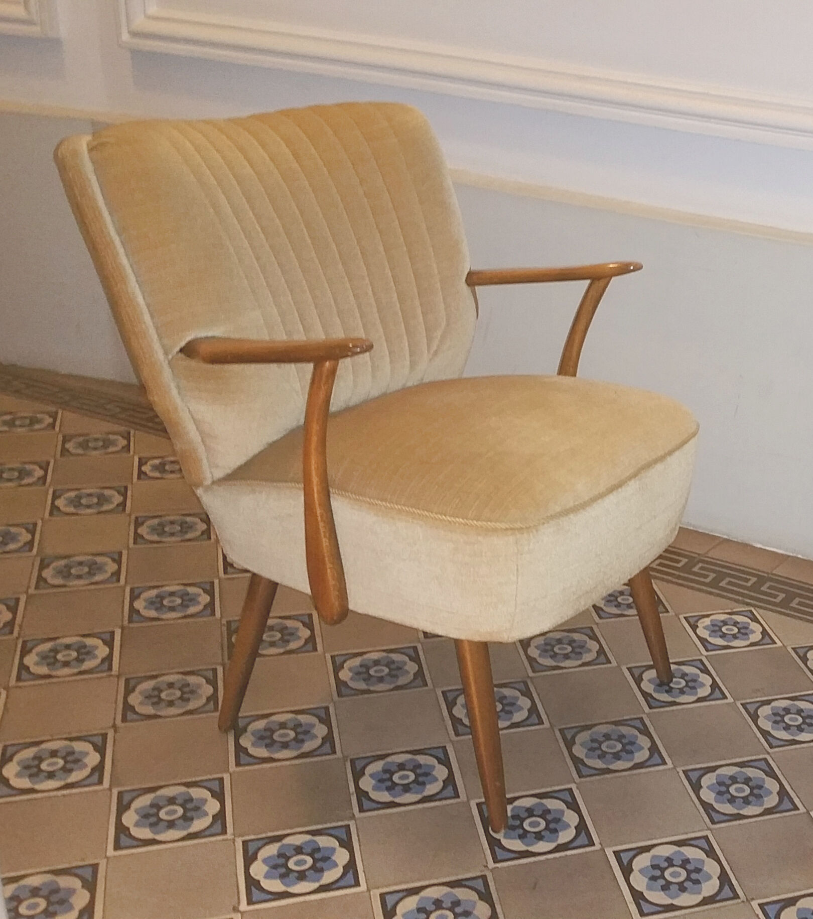 Set of 3 chairs 50s 60s cocktails champagne beige