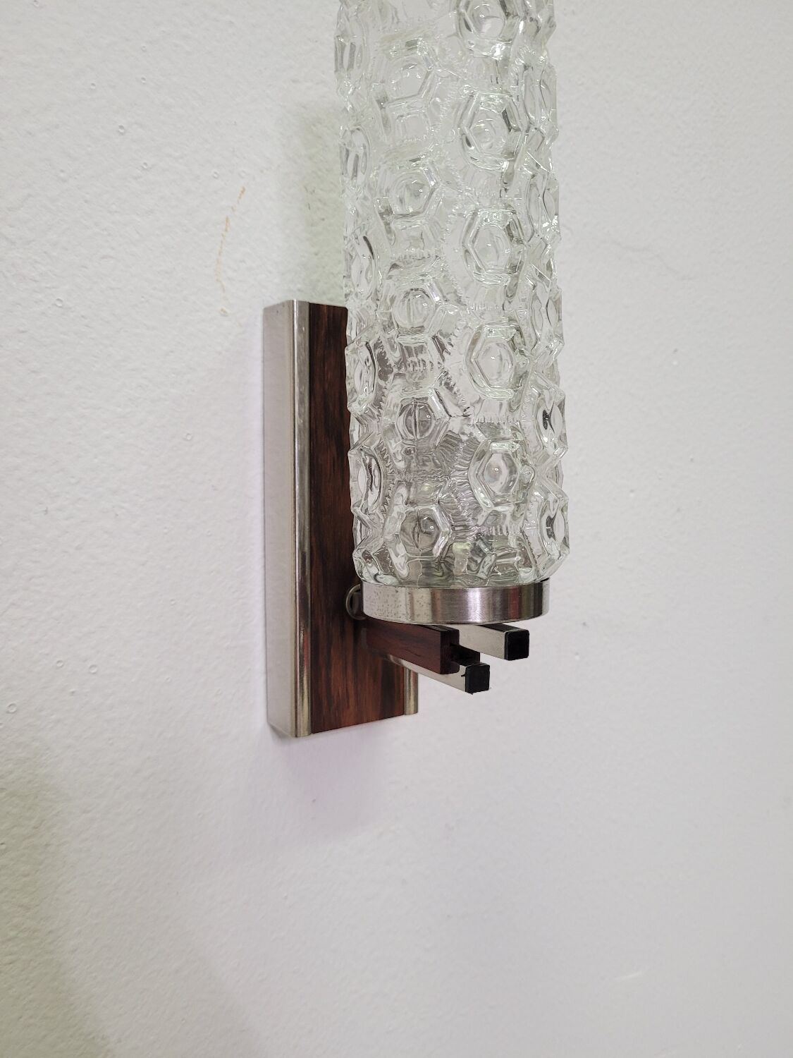 Vintage Scandinavian wall lamp in rosewood and glass 1960s