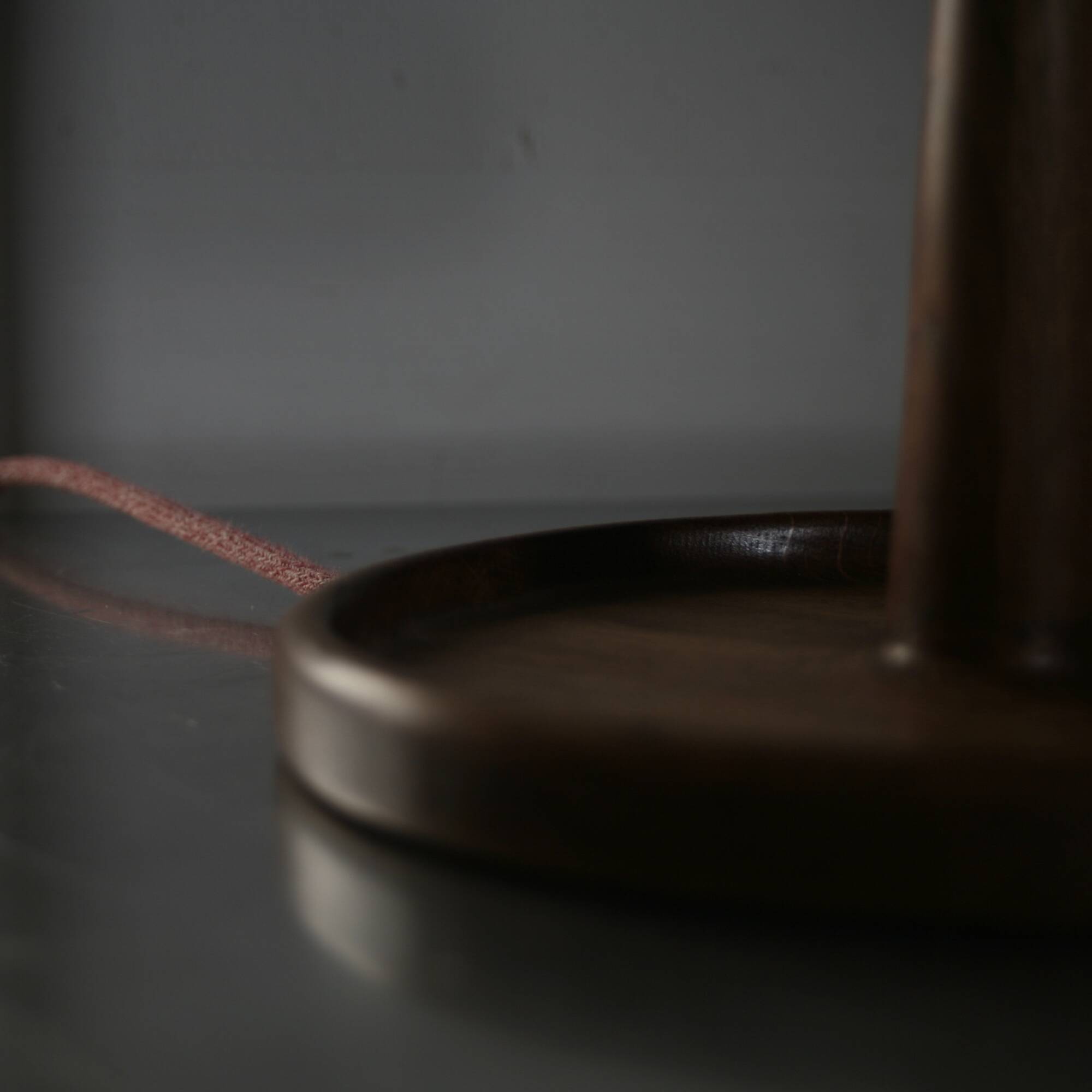 Solid oak lamp and opaline globe