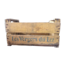 Old wooden fruit box with "Lez Orchards" marking