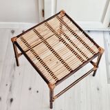 Trio of nesting tables in wood and rattan