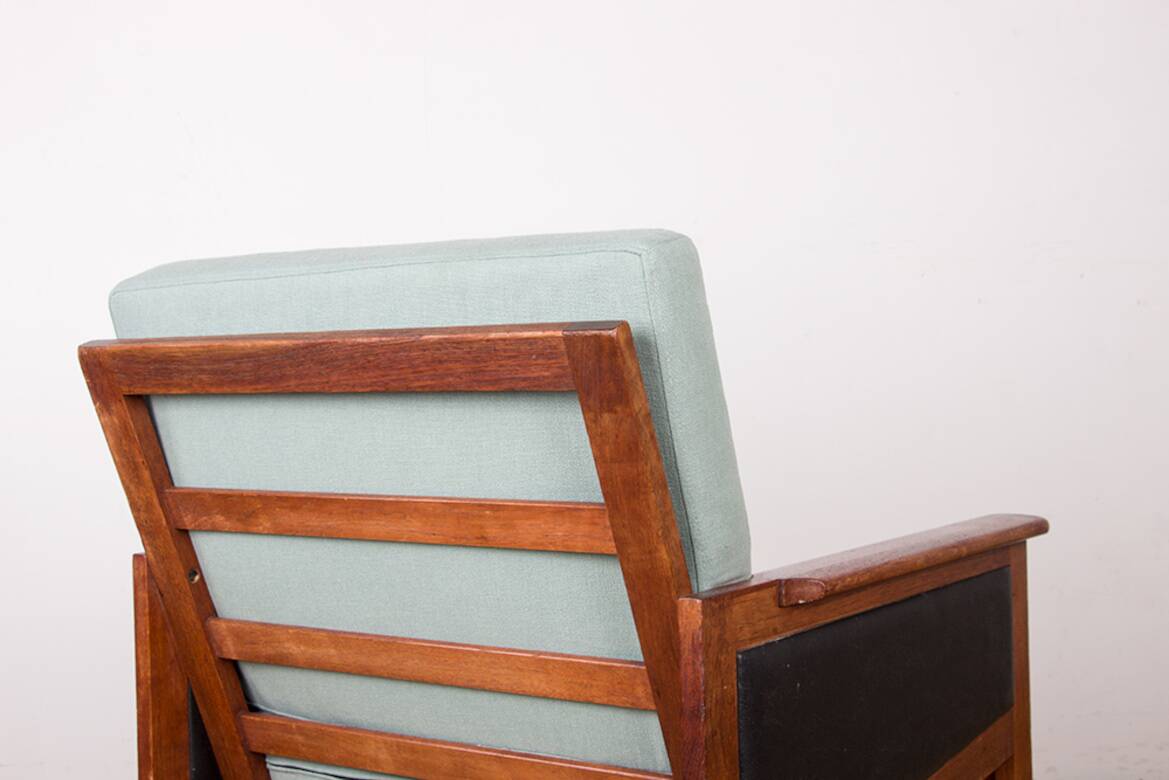 Pair of Danish Armchairs in Teak, fabric and leather, model N°4 Capella Illum Wikkelsø/Niels Eilersen.