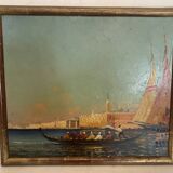 Huile sur panneau " Vue du grand canal de venise "XX siècle