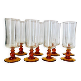 Lot de 8 flûtes champagne vintage verre ambré