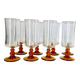 Lot de 8 flûtes champagne vintage verre ambré