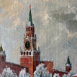 HST painting Saint Basil's Cathedral under the snow Moscow Russian school