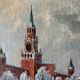 HST painting Saint Basil's Cathedral under the snow Moscow Russian school