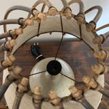 Stoneware lamp - rattan shade